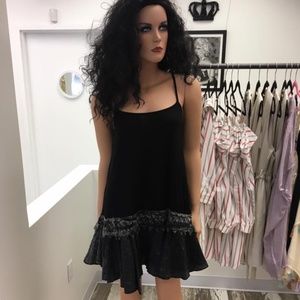 Black Cami Extender w/Crochet & Stonewashed Ruffle